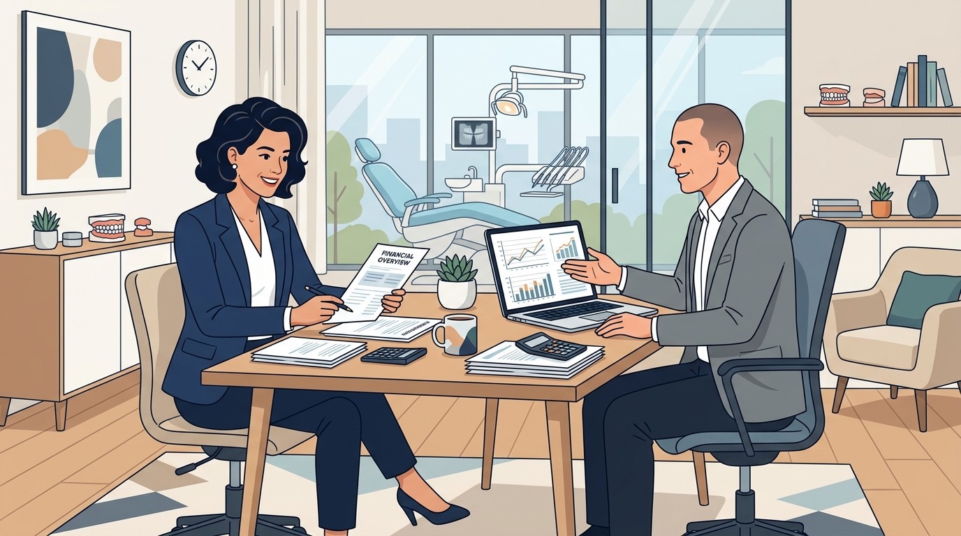 Dental practice owner meeting with a dental CPA over financial statements