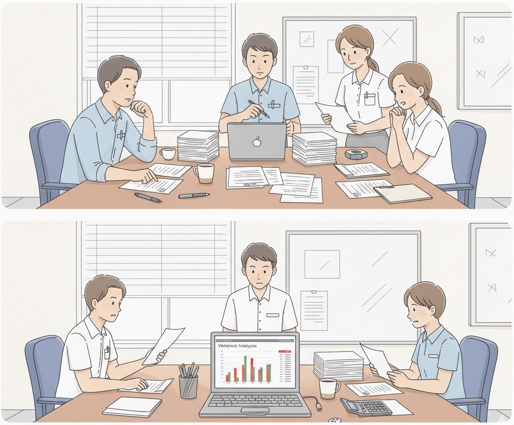 Due diligence team analyzing dental practice financial records