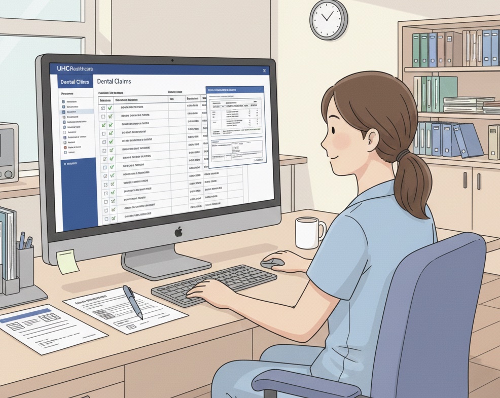 Dental office reconciling United Healthcare dental payment